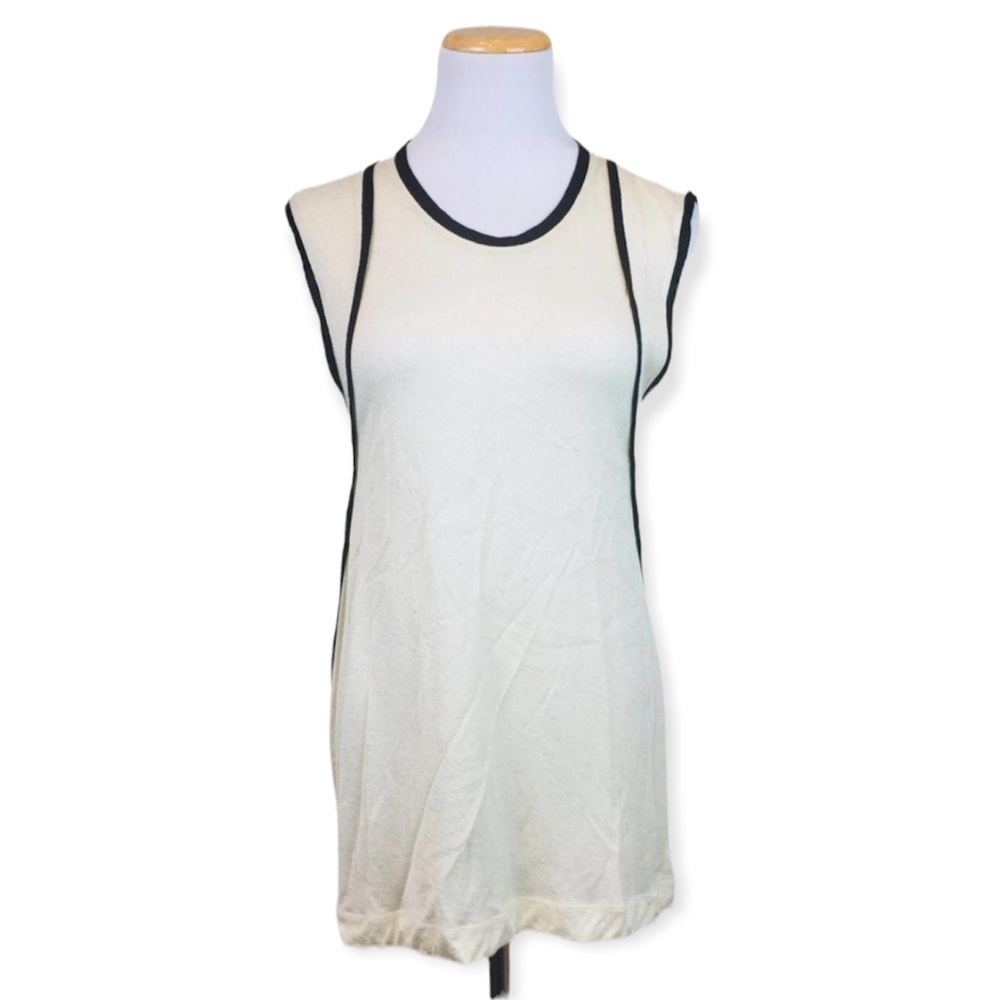 Rag & Bone Cream Knit Sleeveless Tunic Scoop Neck Tank Size Large Minimalist